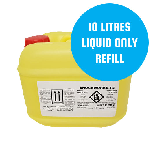 Récipient réutilisable/rechargeable de chlore liquide 10L
